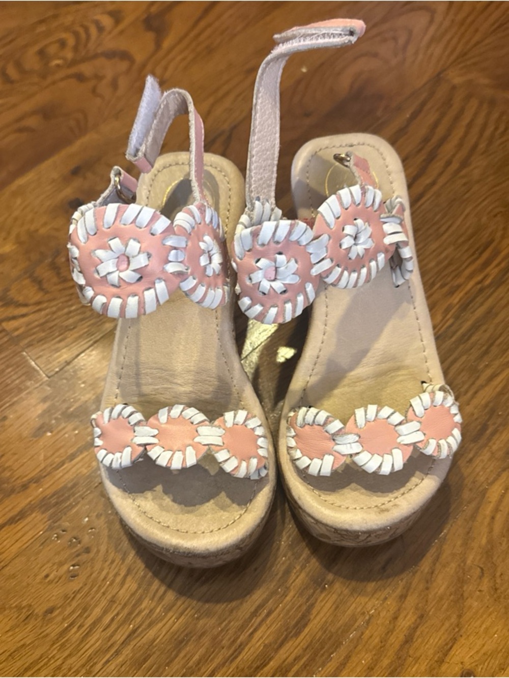 Jack Rogers Pink and White Braided Circle Sandals